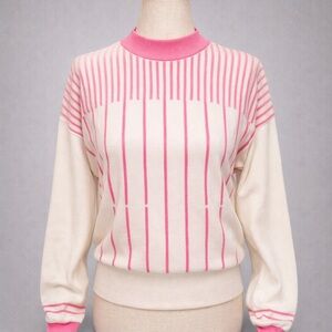 Elegant Pink and Cream Striped Women's Sweater